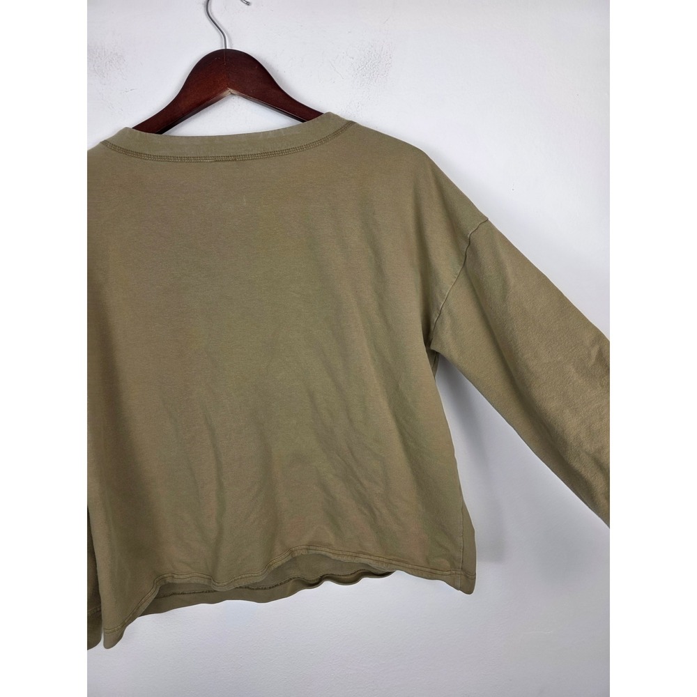 ISCHIKO Women's Olive Green Long Sleeve Graphic‎ Tee Size 8/10 Happy Healthy - Picture 5 of 8